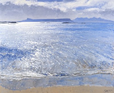 Myöhäinen iltapäivä, Eigg ja Rum, 2013 (öljy kankaalle) tekijältä Charles Simpson