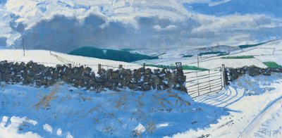 Lumimaisema, maaliskuun alussa, 2014 (öljy kankaalle) tekijältä Charles Simpson