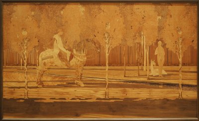 The Lady and the Unicorn 1925 (tammi ja intarsia eri puusta) tekijältä Charles Spindler