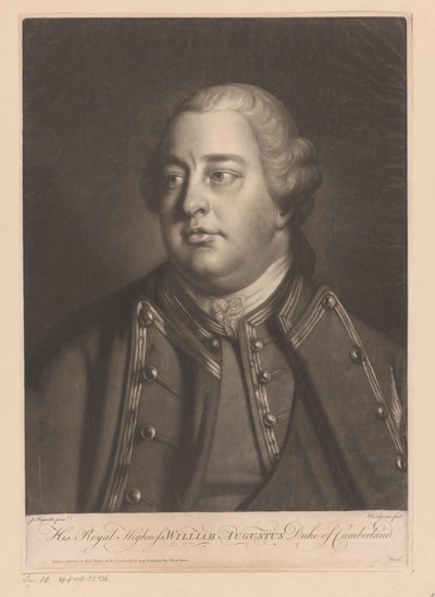 Muotokuva Willem Augustus van Cumberland Hänen kuninkaallinen korkeutensa William Augustus, Cumberlandin herttua (otsikko esineessä) tekijältä Charles Spooner