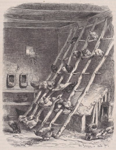 Vierailu maatilalle - The Roost, Le Magasin Pittoresquesta, n. 1852. tekijältä Charles Tamisier