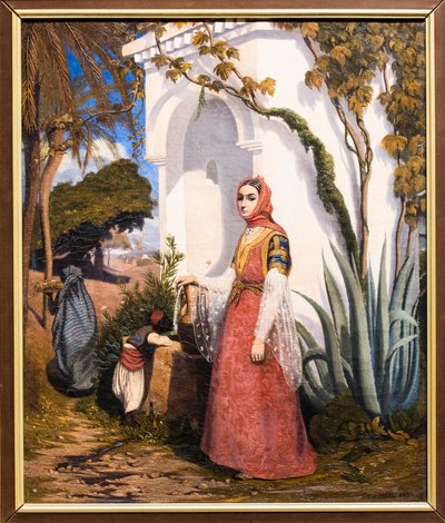 Itämainen nainen suihkulähteellä tekijältä Charles Theodore (1814-88) Frere