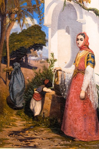 Itämainen nainen suihkulähteellä tekijältä Charles Theodore (1814-88) Frere