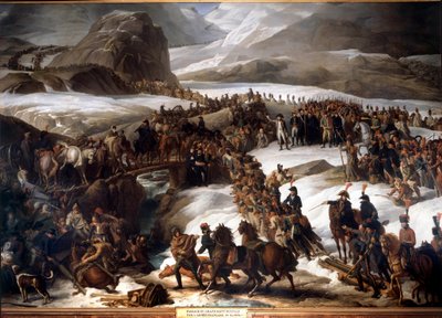 Ranskan armeijan Suuren Saint Bernardin (Suuri Saint Bernard) kulku 20. toukokuuta tekijältä Charles Thevenin