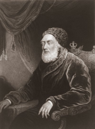 Kuningas Yrjö III vanhuudessa. Muotokuva. (Tulosta) tekijältä Charles Turner
