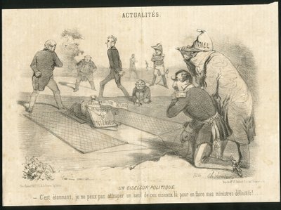 Il·lustració de Charles Vernier (? -1887) a Le Charivari - Un oiseleur politique - President de la República, Ministere de l
