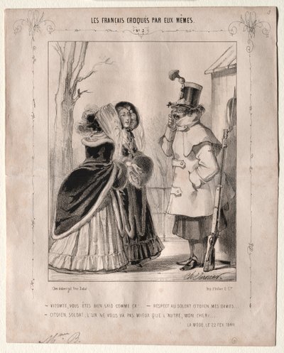 Ranskalaiset luonnostelevat itse: Varakreivi, sinä olet niin ruma!..., 1840. tekijältä Charles Vernier