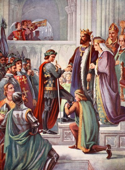 Edward Mustan prinssin asettaminen sukkanauhan ritariksi tekijältä Charles West (after) Cope