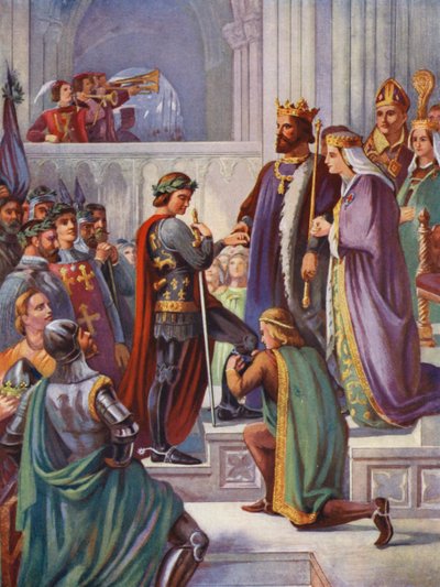 Edvard Mustan Prinssin vihkiminen ritarikunnan ritariksi. tekijältä Charles West (after) Cope