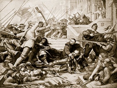 Basing Housen puolustus, 1645, kuvitus teoksesta "Hutchinson
