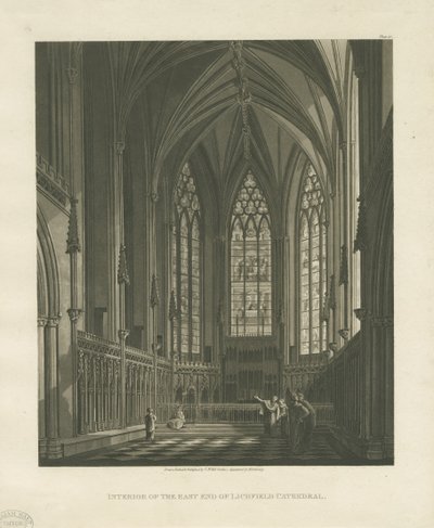 Lichfieldin katedraalin sisätilat - Lady Chapel: akvatintakaiverrus, nd [n. 1813] (vedos) (kuva) tekijältä Charles Wild