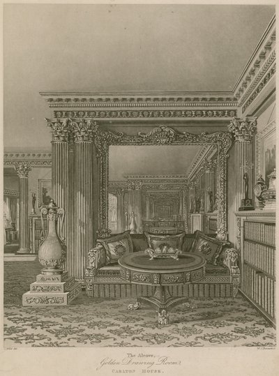 Alkovi, Golden Drawing Room, Carlton House, Lontoo tekijältä Charles Wild