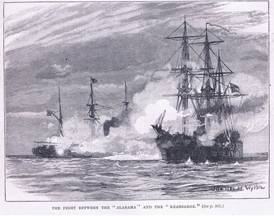 Taistelu "Alaraman" ja "Kearsargen" välillä tekijältä Charles William Wyllie