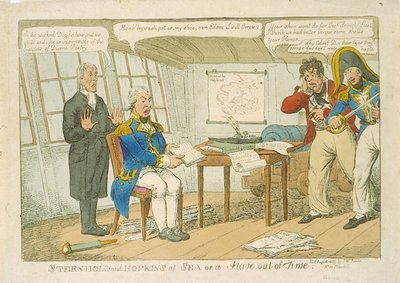 Sternhold ja Hopkins merellä tai Ajan pylväs, 1809 (värikaiverrus). tekijältä Charles Williams