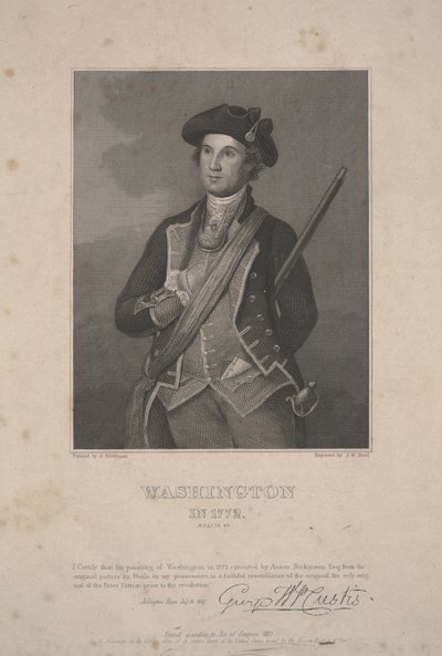 Washington vuonna 1772, piirtänyt Anson Dickinson n. 1833 (teräskaiverrus) tekijältä Charles Willson (after) Peale