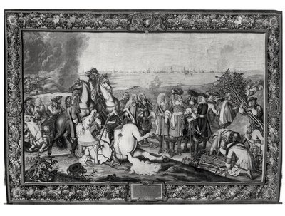 Ludvig XIV (1638-1715) Douain piirityksessä heinäkuussa 1667, Gobelins Workshop tekijältä Charles attr. to Le Brun