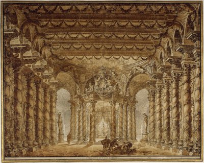 Lavastus Jean-Baptiste Lullyn oopperaan Armide, 1760. tekijältä Charles de Wailly