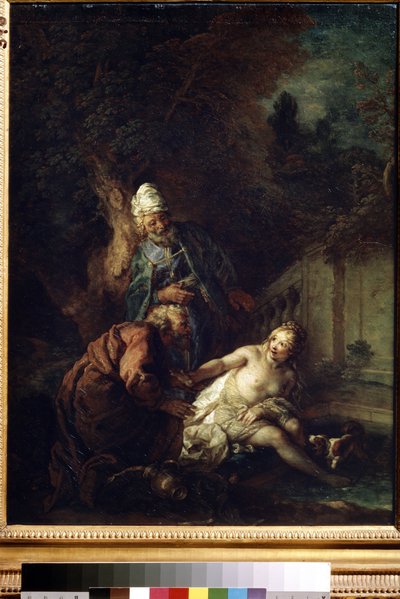 Susanna ja vanhimmat. Charles de La Fossen (1636-1716) maalaus vuoden 1700 jälkeen. Öljy kankaalle. Barokkin taidetta. Kuvataidemuseo, Pushkin, Moskova tekijältä Charles de la Fosse