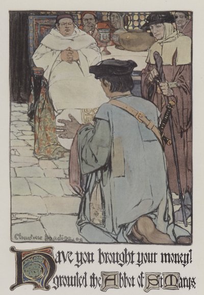 Kuvitus Robin Hoodille (väri litho) tekijältä Charlotte Harding