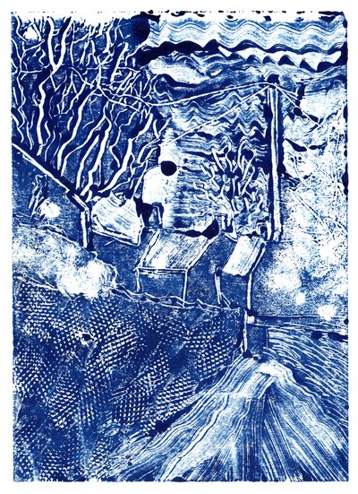 Early Morning Walk, 2019 (monoprintti) tekijältä Charlotte Orr