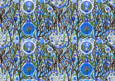 Ashmolean Museum Pattern Design #2, 2020 (sivellin ja kynät) tekijältä Charlotte Orr