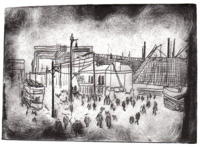 Belfast Docks, 2015 (kuivapisteetsaus ja digitaalinen) tekijältä Charlotte Orr