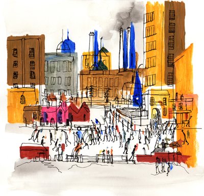 Coming from the Mill, 2014 (akryyli ja muste) tekijältä Charlotte Orr