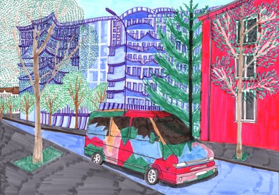 Koloniestraße, Häät, 2017 (siveltimen kynät) tekijältä Charlotte Orr