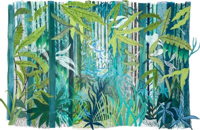 Love in the Forest, 2017 (akryyli paperille) tekijältä Charlotte Orr