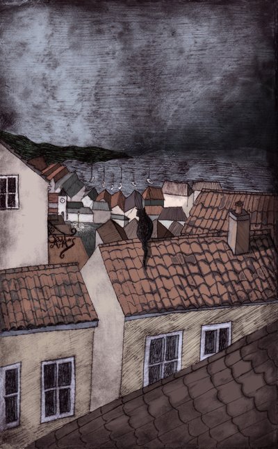 Under Milk Wood, 2013 (kuivapisteetsaus ja digitaalinen) tekijältä Charlotte Orr