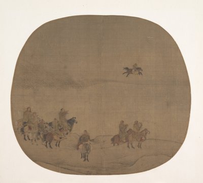 Nomadit metsästämässä haukkojen kanssa, 1200-luvun alku. tekijältä Chen Juzhong