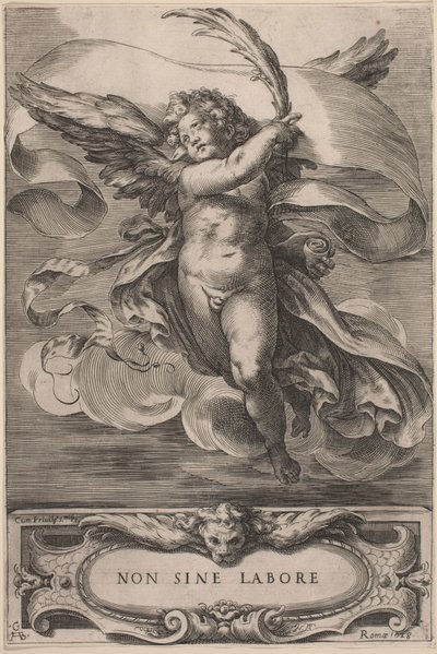 Allegorinen hahmo: Non sine labore, 1628. tekijältä Cherubino Alberti