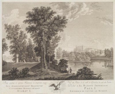 Näkymä Gatchinan palatsille puistosta, 1799-1800 tekijältä Chessky