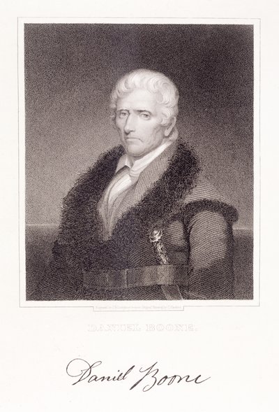 Daniel Boone (1736-1813), kaiverrus James Barton Longacre (1794-1869) tekijältä Chester Harding