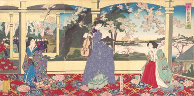 Tanssibileet: Kirsikankukan katselu Ueno Tobukai Ueno oka yuran no z..., maaliskuu 1887. tekijältä Chikanobu Yoshu