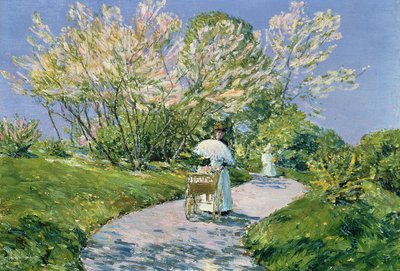 Kävely puistossa (öljy) tekijältä Childe Frederick Hassam