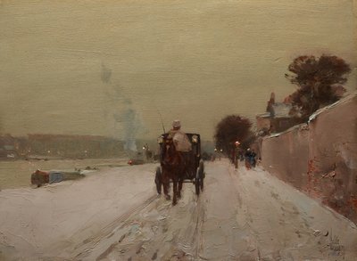 Seinen varrella, talvi tekijältä Childe Frederick Hassam
