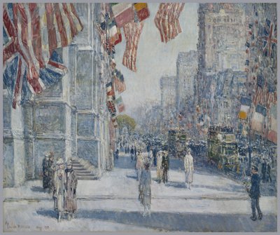 Varhain aamulla Avenuella toukokuussa 1917 tekijältä Childe Frederick Hassam