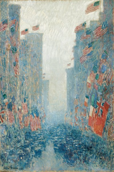 Liput, Iltapäivä Avenuella tekijältä Childe Frederick Hassam