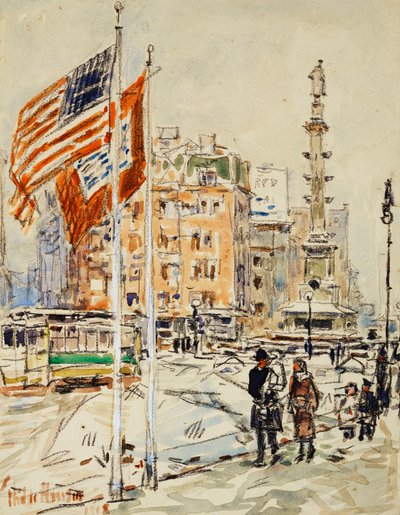 Liput, Columbus Circle tekijältä Childe Frederick Hassam