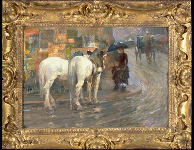 Paris Street Scene, n. 1889 (öljy pahviin) tekijältä Childe Frederick Hassam
