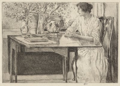 Colonial Table, Cos Cob, 1915 tekijältä Childe Hassam