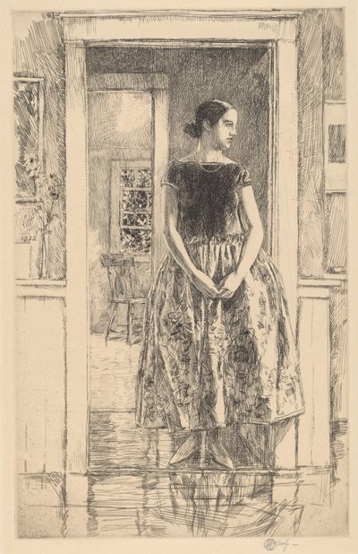 Tyttö modernissa mekossa tekijältä Childe Hassam