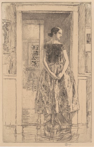 Tyttö modernissa mekossa tekijältä Childe Hassam