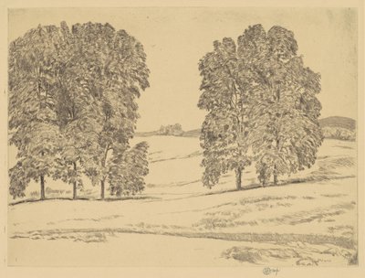 Hickoriat heinäpellolla tekijältä Childe Hassam
