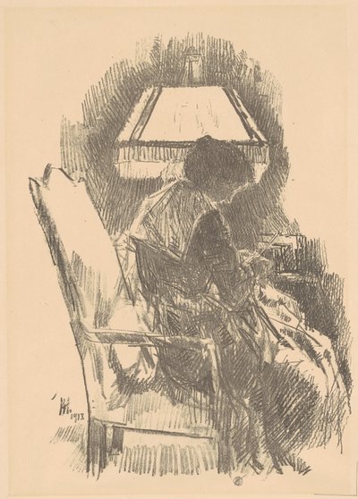 Rouva Hassam Knitting (iso) tekijältä Childe Hassam