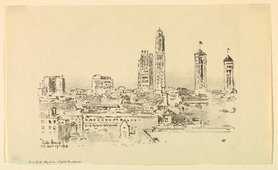 New York Skyline – valoisat rakennukset tekijältä Childe Hassam