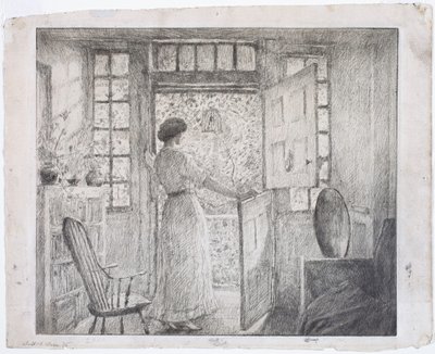 Hollantilainen ovi (etupuoli), kreikkalainen tanssi (kääntöpuoli) tekijältä Childe Hassam