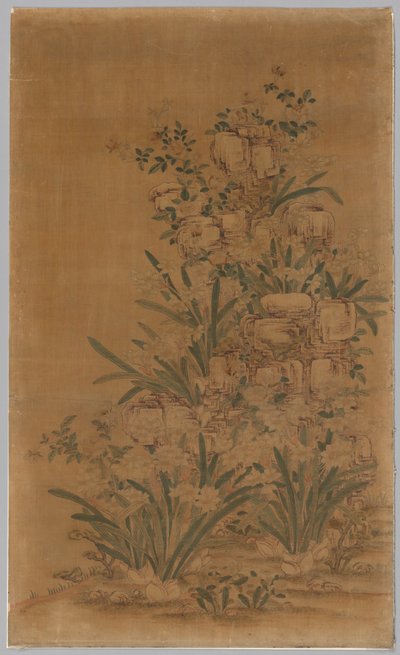 Kesi-paneeli: Rocks and Narcissus tekijältä China, Qing dynasty