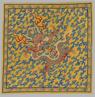 Kääre kuvakudoskäärölle, jossa kirkasta ja mutaista vettä sekoittuu Jing- ja Wei-jokien risteyksessä tekijältä China, Qing dynasty